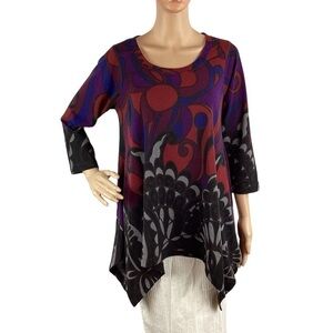 Premise Knit Tunic Top Size L Red Print